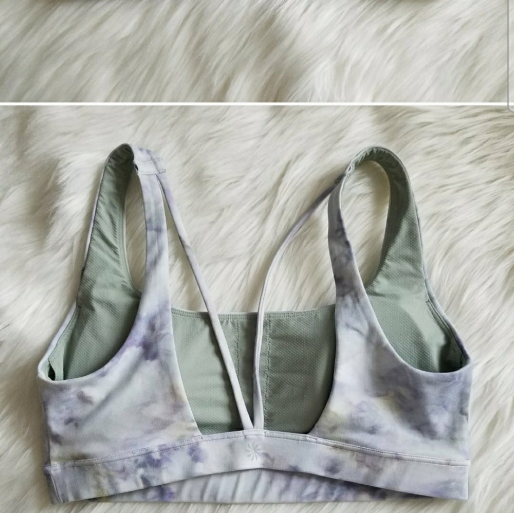 2 Athleta Exhale Snow Dye Bras - Pink and Green - Picture 9 of 10